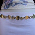 NEW WOMEN SILVER MESH METAL THIN FASHION BELT RHINESTONE CIRCLES 26"-42" XS-XL