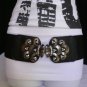 NEW WOMEN HIP WAIST ELASTIC BLACK FASHION BELT SILVER RHINESTONES 27"-40" S - XL