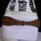 NEW WOMEN HIP WAIST ELASTIC TAUPE LONG FASHION BELT METAL BUCKLE 28"-36" S / M