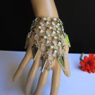 NEW WOMEN SILVER CHAINS BIG SPIKES METAL HAND FASHION SLAVE BRACELET CONNECTED