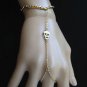 NEW WOMEN GOLD CHAINS SKULL METAL HAND FASHION SLAVE BRACELET CONNECTED RING