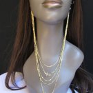 NEW WOMEN EXTRA LONG GOLD METAL CHAINS FASHION EARRINGS SET 13" TRENDY NECKLACE
