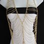 2014 WOMEN GOLD MULTI LAYERS WAVES + RHINESTONES METAL VEST BODY CHAINS JEWELRY
