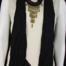 New Women Black Soft Fabric Big Triangle Pendant Fashion Scarf Gold Rhinestones