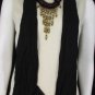 New Women Black Soft Fabric Big Triangle Pendant Fashion Scarf Gold Rhinestones