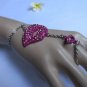 NEW WOMEN GOLD METAL HAND CHAINS BRACELET 1 FINGER SLAVE BIG PINK LIPS KISS RING