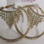 New Women Big Gold Circle Metal Rhinestone Chains Fashion Earrings Set Hook