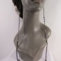 New Women 17" Long Pewter Black Metal Chains Fashion Earrings Set Rhinestones