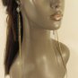 New Women 10" Long Gold Black Metal Chains Fashion Earrings Set Rhinestones