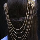 NEW WOMEN GOLD HEAD METAL CROSSES CHAINS FASHION JEWELRY HAIR RHINESTONES PINS