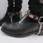 New Biker Western Boots Chains Pair Leather Straps American Flag USA 4th Of July