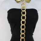 NEW WOMEN LONG GOLD METAL STRAND CHAIN LINKS DOG COLLAR CHOKER FASHION NECKLACE