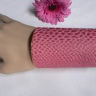 NEW WOMEN GOLD METAL SNAKE BRACELET PINK COLOR ADJUSTABLE OVAL DESIGN LONG CUFF