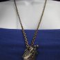MEN WOMEN RUSTY BROWN GOLD CHAINS FASHION NECKLACE METAL HUMAN HEART PENDANT 15"