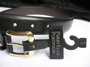 NEW PERRY ELLIS BOYS BELT BLACK CLASSIC STYLE SIZE SMALL GENUINE LEATHER 23"-27"