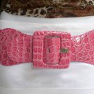 NEW WOMEN HIP WAIST STRETCH PINK FASHION BELT SQUARE BUCKLE 26"-38" XS-S-M-L-XL