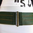 NEW WOMEN HIP WAIST ELASTIC GREEN FASHION BELT GOLD BUCKLE ZIPPER 31"-36" M/L