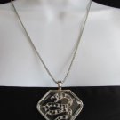 WOMEN SILVER METAL CHAINS FASHION NECKLACE BIG SNAKE PENDANT BLACK RHINESTONES