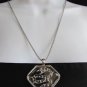 WOMEN SILVER METAL CHAINS FASHION NECKLACE BIG SNAKE PENDANT BLACK RHINESTONES
