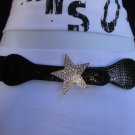 NEW WOMEN HIP HIGH WAIST ELASTIC BLACK THIN FASHION BELT STAR BUCKLE 27"-37" S-L