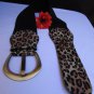 NEW WOMEN HIP ANIMAL PRING LEOPARD ELASTIC FASHION BELT GOLD BUCKLE 25"-30" XS/S
