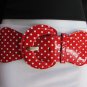 NEW WOMEN HIP WAIST ELASTIC RED FASHION BELT WHITE POLKA DOTS 25"-37" XS S M