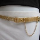 NEW CASUAL WOMEN HIP WAIST GOLD MESH METAL 0.55" THIN FASHION BELT 30"-37" M L