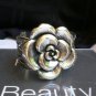 NEW WOMEN METAL CUFF BRACELET UNIQUE BRAIDED STYLE BIG SILVER FLOWER ADJUSTABLE