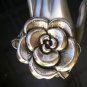 NEW WOMEN METAL CUFF BRACELET UNIQUE BRAIDED STYLE BIG SILVER FLOWER ADJUSTABLE