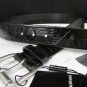 New EA Emporio Armani Men Leather Fashion Belt Silver Buckle Black Gray 30 32 34