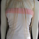 NEW WOMEN GOLD MULTI CHAINS CREW NECK WAVES METAL BODY JEWELRY LONG NECKLACE