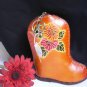 NEW WOMEN SMALL COIN BAG ORANGE COLOR COWBOY BOOT KEY CHAIN GENUINE LEATHER