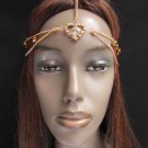 NEW WOMEN GOLD METAL HEAD CHAIN FASHION JEWELRY HAIR BAND HEART RHINESTONES