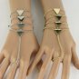 New Women Silver / Gold Metal 4 Triangles Bracelet Hand Chain Fashion Slave Ring