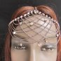 WOMEN PEWTER METAL FOREHEAD  HEAD CHAIN FASHION JEWELRY SILVER MULTI RHINESTONES