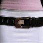 NEW WOMEN BLACK BIG SQUARE SILVER METAL BUCKLE FASHION CROCO BELT 29"-36" S/M