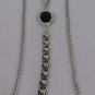 New Women Silver Metal Body Chain Trendy Necklace Fashion Jewelry Black Stone