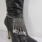 New Women Silver Metal Boot Chain Strap Multi Rhinestones Drops Shoe Charm Mediu