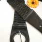 NEW WOMEN HIP ELASTIC FAUX LEATHER BLACK CASUAL BELT CIRCLE BUCKLE 27"-34" S M