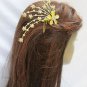 NEW WOMEN BIG GOLD HEAD METAL FLOWERS PIN FASHION JEWELRY HAIR JEWEL RHINESTONES