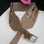NEW WOMEN HIP ELASTIC FAUX LEATHER TAUPE BROWN FASHION BELT RIB CAGE 27"-33" S M