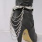 New Women Trendy Fashion One Boot Shoe Gold Strap Chain Big Beads Gold / Silver