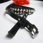 NEW WOMEN BLACK 0.5" THIN FASHION BELT SILVER BUCKLE STUDS SPIKES 29"-33" S/M