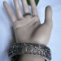 NEW WOMEN SILVER METAL CUFF BIG FLOWER BRACELET SLAVE RING DARK GRAY RHINESTONES
