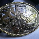 NEW MAN METAL COWBOY WESTERN BELT BIG OVAL BUCKLE GOLD ROPE USA AMERICAN EAGLE