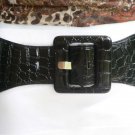 NEW WOMEN HIP HIGH WAIST STRETCH BLACK FASHION BELT SQUARE BUCKLE 32"-45" M-XXL