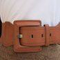 WOMEN WAIST HIP MOCA BROWN ELASTIC FASHION BELT BIG SQUARE BUCKLE 25"-32" XS S M