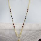 Multi Mini Ivory Black Red Clear Beads Big Tiger Eye Pendants Fashion Necklace