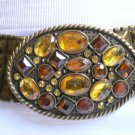NEW WOMEN WAIST ELASTIC ANTIQUE GOLD HIP METAL MOROCCAN RHINESTONES BELT XS S M