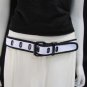 WOMEN JEANS BLACK WHITE FABRIC CLASSIC FASHION BELT BLACK BUCKLE 36"-43" L/XL